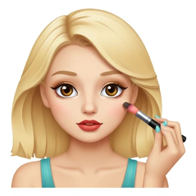 a blonde pretty girl that is doing her makeup  sticker