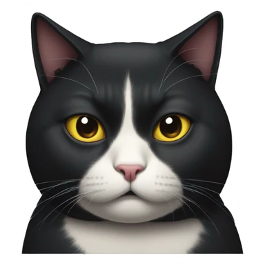 fat black cat glaring sticker