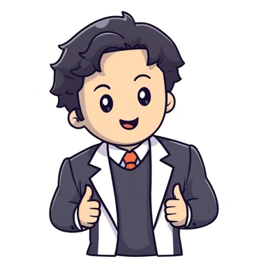 Polished headshot of a management educator with black wavy hair, stubble, strong features, white skin, smart casual attire with blazer, dynamic speaking expression, professional appearance for speaker profile sticker