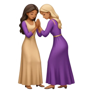A woman bowing for another woman sticker