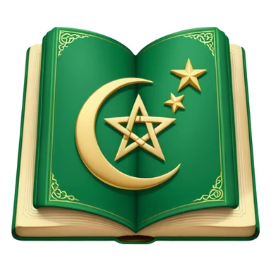 Closed Quran with the Islamic Symbol on it (moon and star) green from left to right sticker