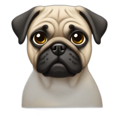 pug wearing a black t-shirt sticker