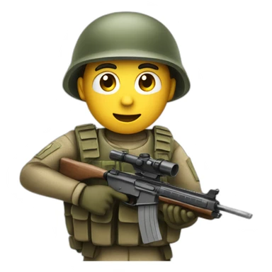 soldier pointed with his rifle to the camera sticker