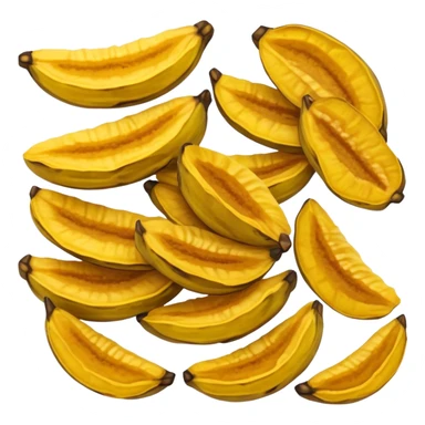 Cinematic Realistic Patacones Dish Emoji, depicted as twice-fried plantain slices with a crispy exterior rendered with detailed textures and dynamic, inviting lighting. sticker