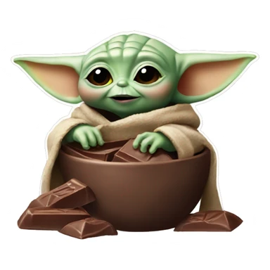 baby yoda eat chocolate  sticker