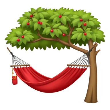 Un hamaque simple rouge entre 2 arbres sticker