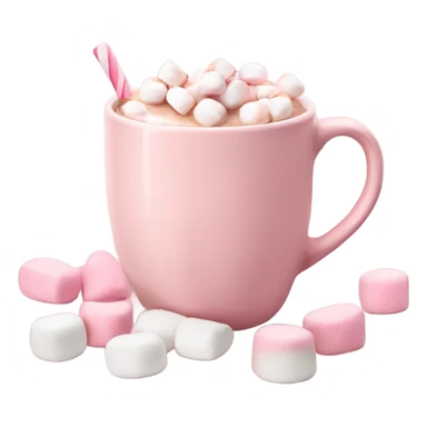 light pink mug of hot chocolate with pink and white mini marshmallows  sticker