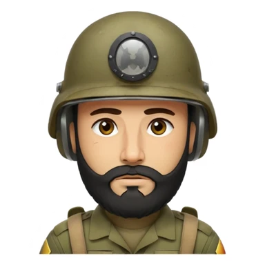 VERY TIRED, swarthy, Iraqi soldier in a casque, casque without insignia, with a beard sticker