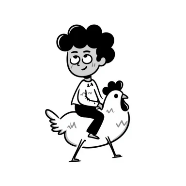 a small zombie riding a chicken, chicken jockey, hand drawn doodle style sticker