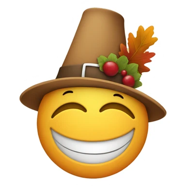 Smiling Emoji with a thanksgiving hat sticker