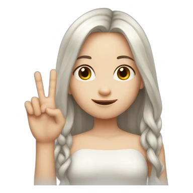white skin long haired girl showing three fingers sticker