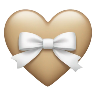 beige heart with white bow sticker