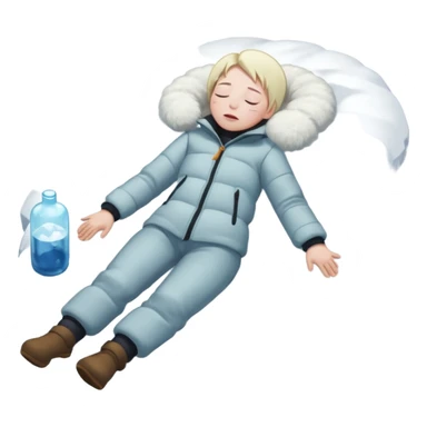Frozen person dead in snow with close eyes full body  sticker