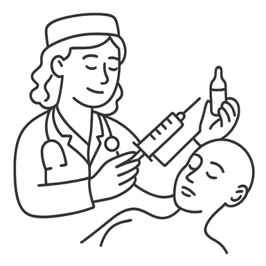 A female doctor who is doing PRP injections, add a patient sticker