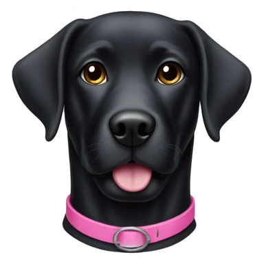 black lab with a pink collar sticker