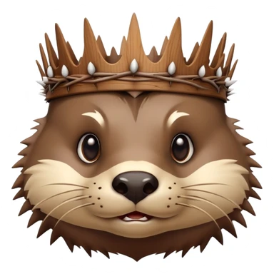 really cute confused otter face with wood christian spiky asymmetric Crown of thorns sticker