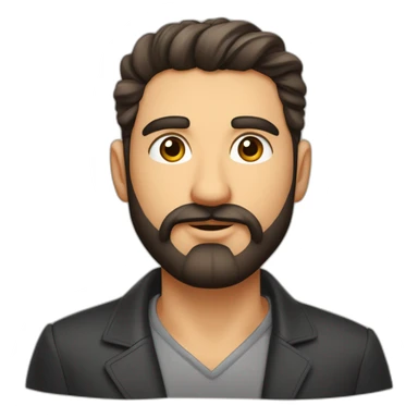 hombre guapocon barba moreno pelo engominado ojos grandes y nariz grande labios finos y cejas pobladas sticker