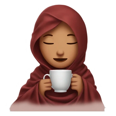 girl with dark red wine hair inside a blanket sipping coffee eyes closed sticker