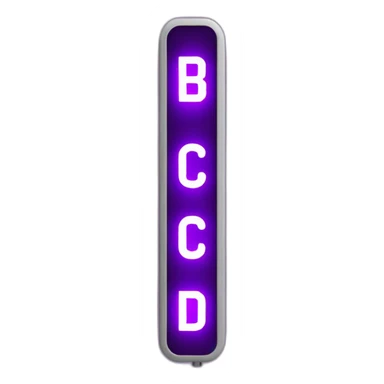 Purple vertical led sign that says bcd sticker