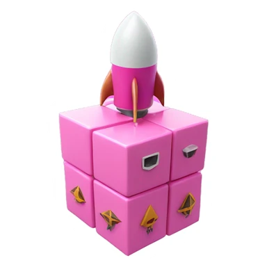 Pink cubes and rocket combine sticker