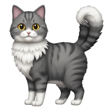 full body half dark grey and half white cat with white front legs sticker
