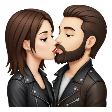 A rocker girl with kissing a brunette boy with a beard and leather jacket  sticker