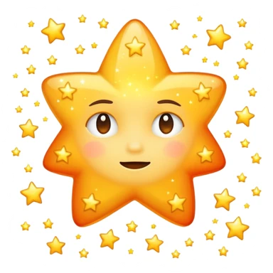 shooting star with a contemplative face, surrounded by tiny sparkles, emoji style sticker