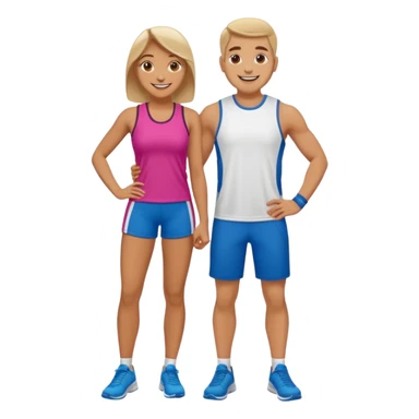 full-length happy couple in sportswear sticker