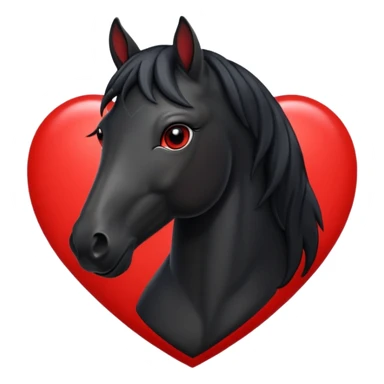 Black Horse centered within a red heart emoji sticker