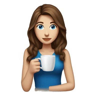 Brown hair blue eyes drinking coffee sticker