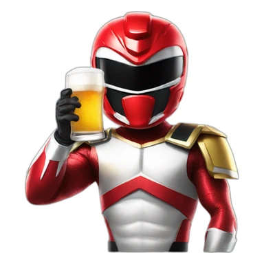 power ranger red drinking beer sticker