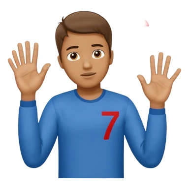 A guy shrugging with 6 on his left hand and a 7 on his right hand sticker