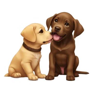 Golden retriever playing with chocolate lab pitbull puppy sticker