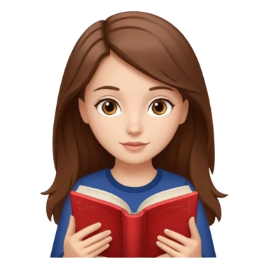 Pretty white girl with brown eyes and brown hair reading a romantic book sticker