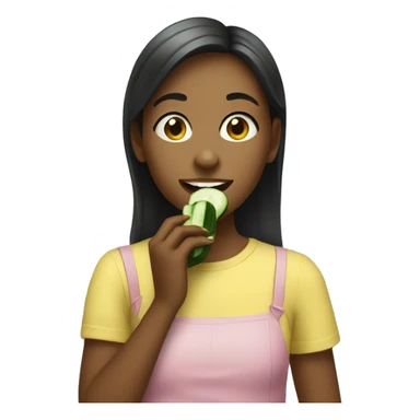 Girl eating cucumber sticker