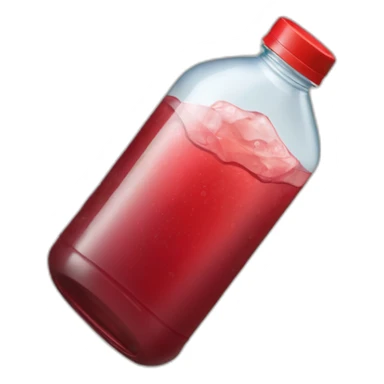 The bottom half of a plastic bottle cut in half containing a reddish beverage inside. sticker