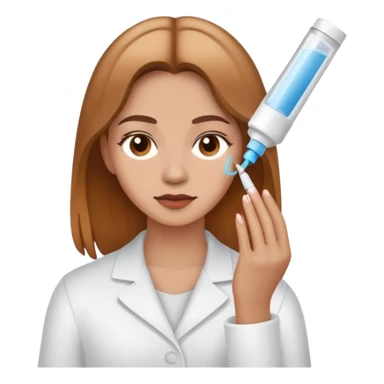 woman with light brown hair undergoing MMP capillary application sticker