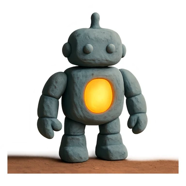 claymation style soft robot with glowing core sticker