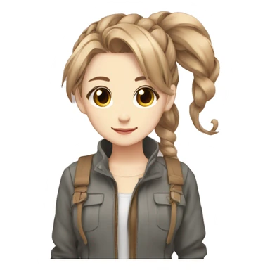 anime girl light brown hair and a ponyrtails wearing cool clothes sticker