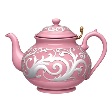 Pink steaming and boiling  tea pot with smoke sticker
