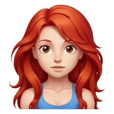 Cute girl with red long hair muscular  sticker
