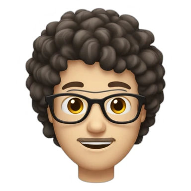 White Boy with blsck hair glasses little dark brown mustache and shaved dark brownbeard sticker