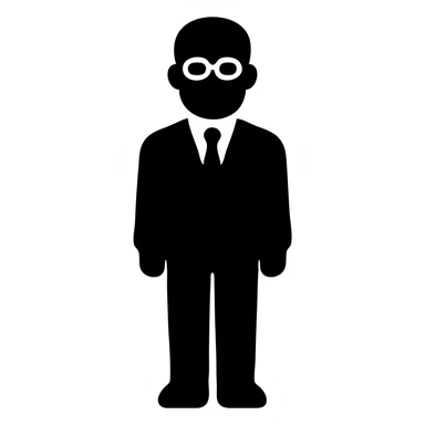 a dark-skinned man in a suit with glasses, full-length sticker