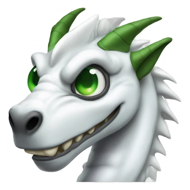 Strong white dragon with green eyes and a tight eye patch sticker