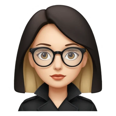 woman in black trenchcoat and glasses sticker