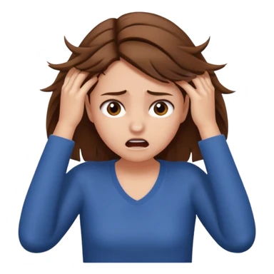 A girl pulling her hair sticker