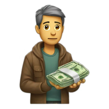 poor man with money sticker