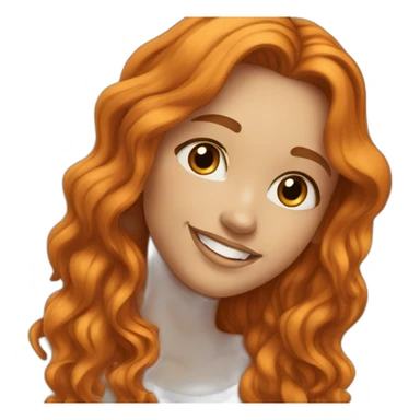 beautiful-girl, white, with-orange/ginger-long-loose-wavy-hair,-brown-eyes,-smiling sticker