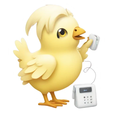 Pastel yellow chick holding a white phone sticker