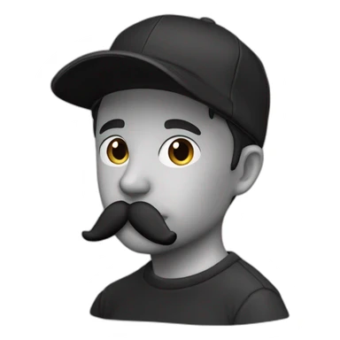 Metisse brun casquette noir tshirt noir moustache sticker